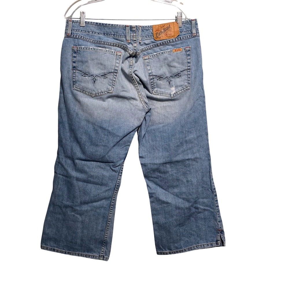 Lucky Brand Blue Jeans Womens 14/32 Light Wash Distressed Cropped Capri Wide Leg - Picture 3 of 11